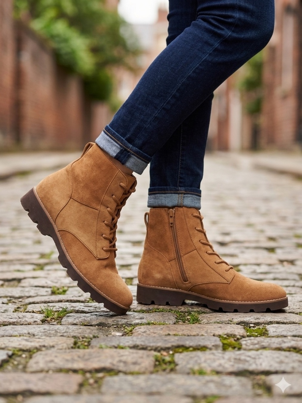 Vionic Larson Boots Tan Suede Lace Up Zip Ankle Booties Size 11